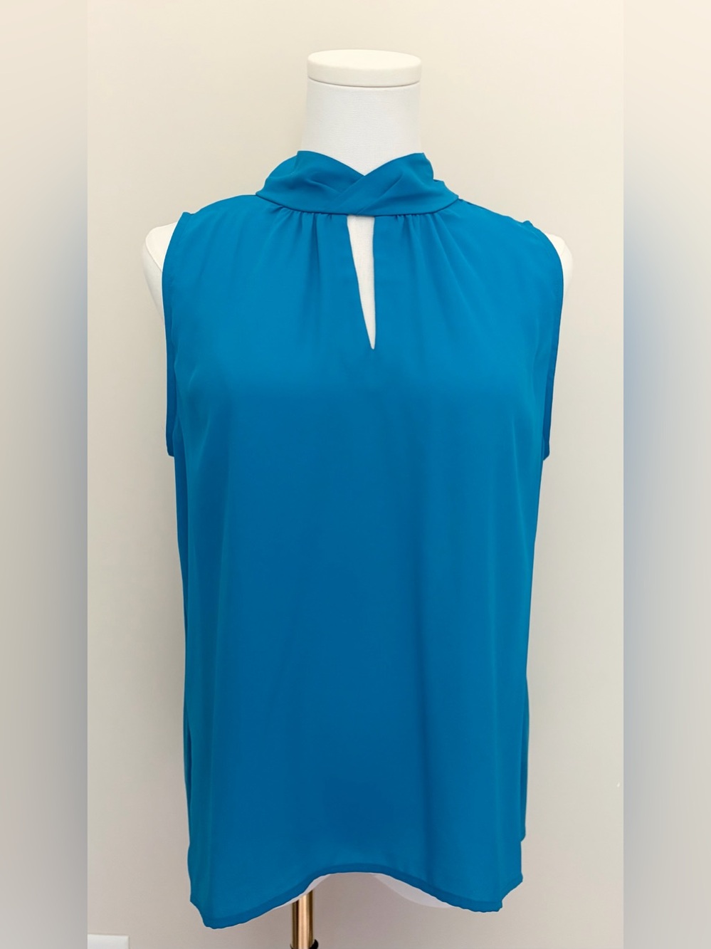 Ann Taylor Sleeveless Keyhole Twist Neck Top - Teal
